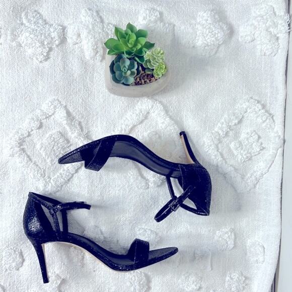 Michael Kors Black Glitter Strappy Kitten Heels size 9.5 - Picture 1 of 10